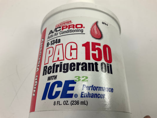 (8) Bottles - A/C Certified Pro GPH6 134a PAG 150 Refrigrant Oil W/ Ice 8oz
