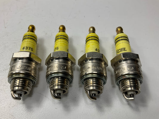 (4) Accel 437S U-Groove Spark Plug, Short Header Spark Plug, High Performance