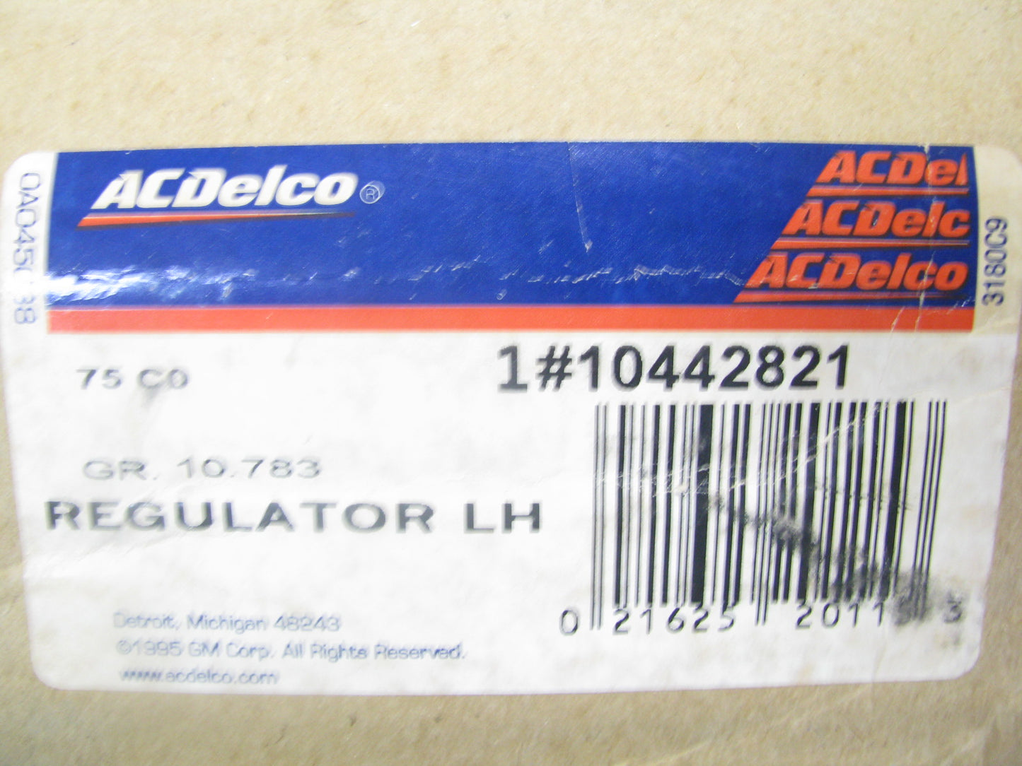 NEW GENUINE Acdelco 10442821 Front Left Window Regulator W/ Power Motor