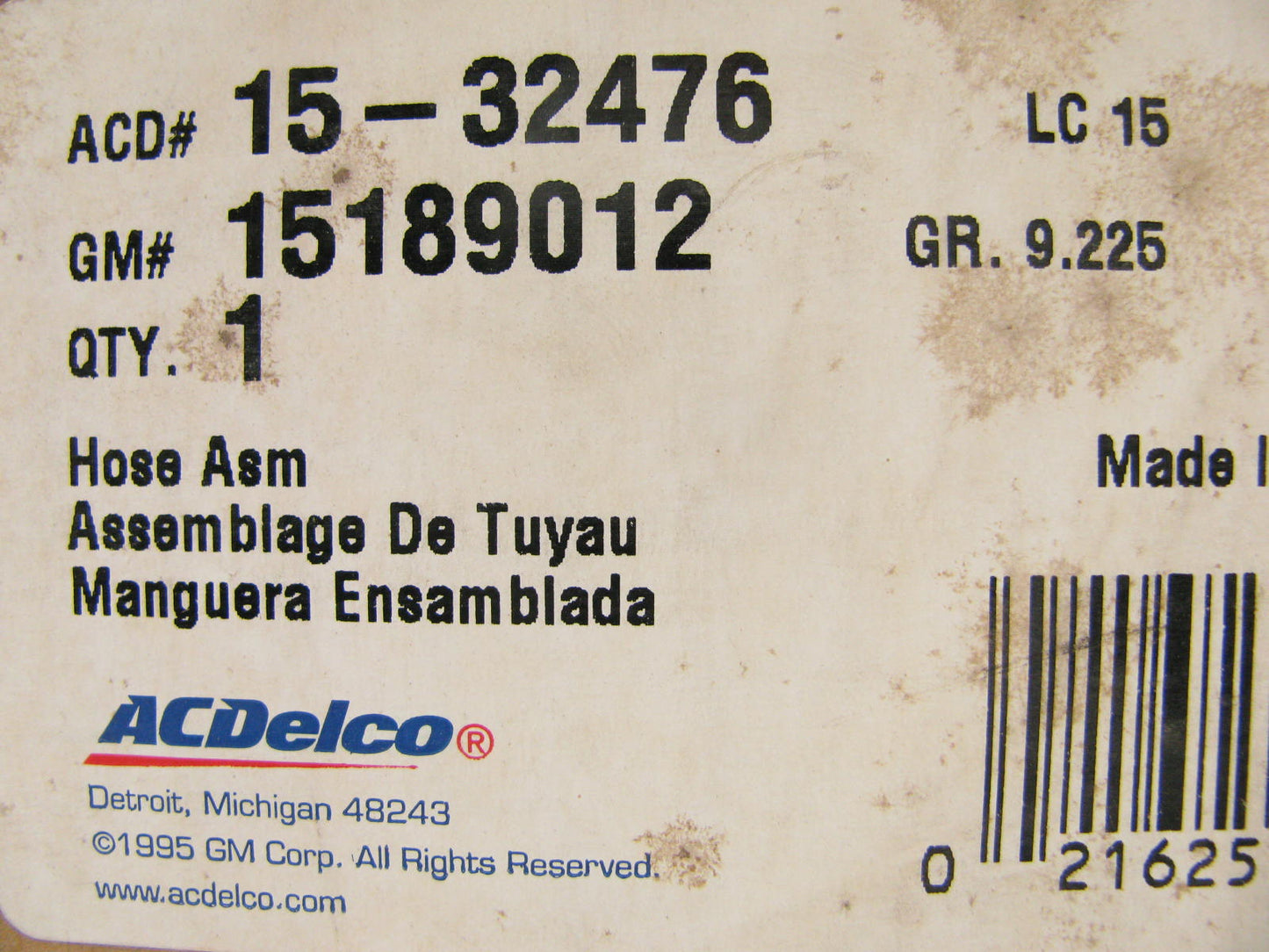 NEW GENUINE Acdelco 1532476 (15189012) High Pressure A/C Line Hose