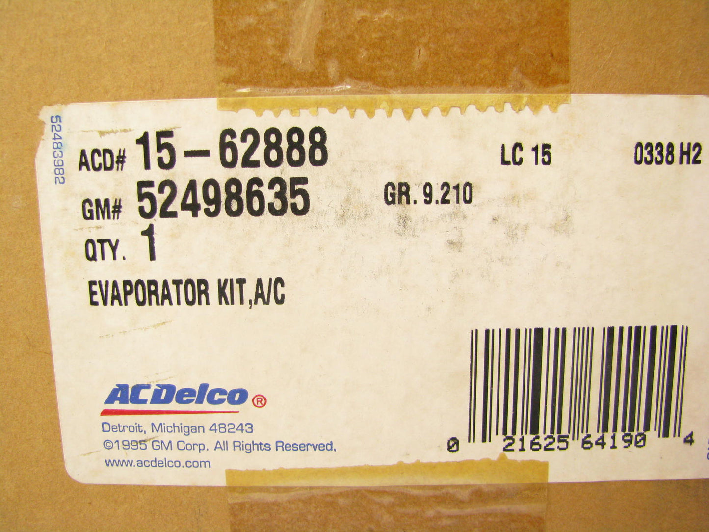Acdelco 15-62888 A/C Evaporator Core - 52494158 52498635 4711735 97082