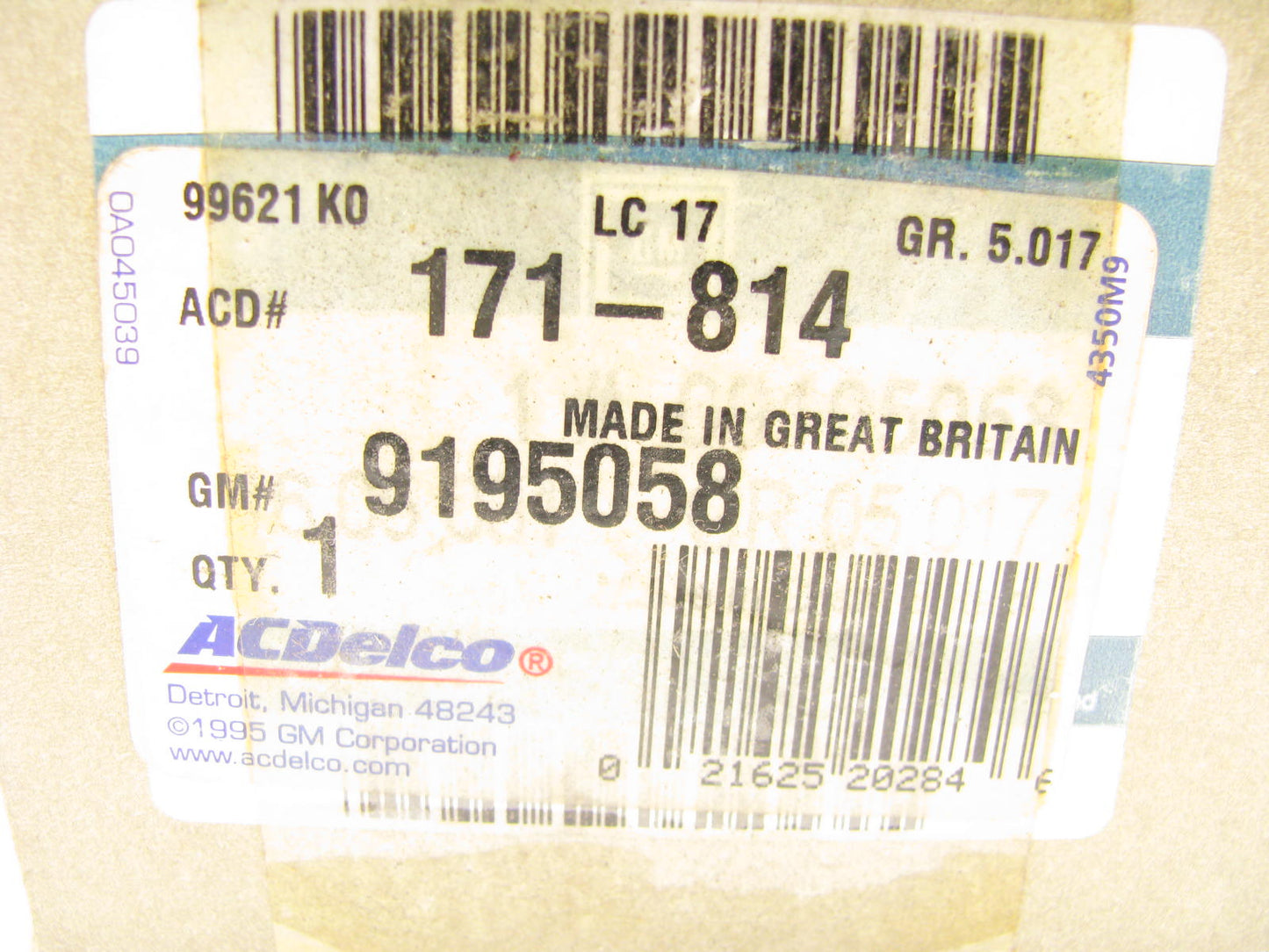 Acdelco 171-814 Rear Disc Brake Pads 1997-2001 Cadillac Catera OEM GM 9195058