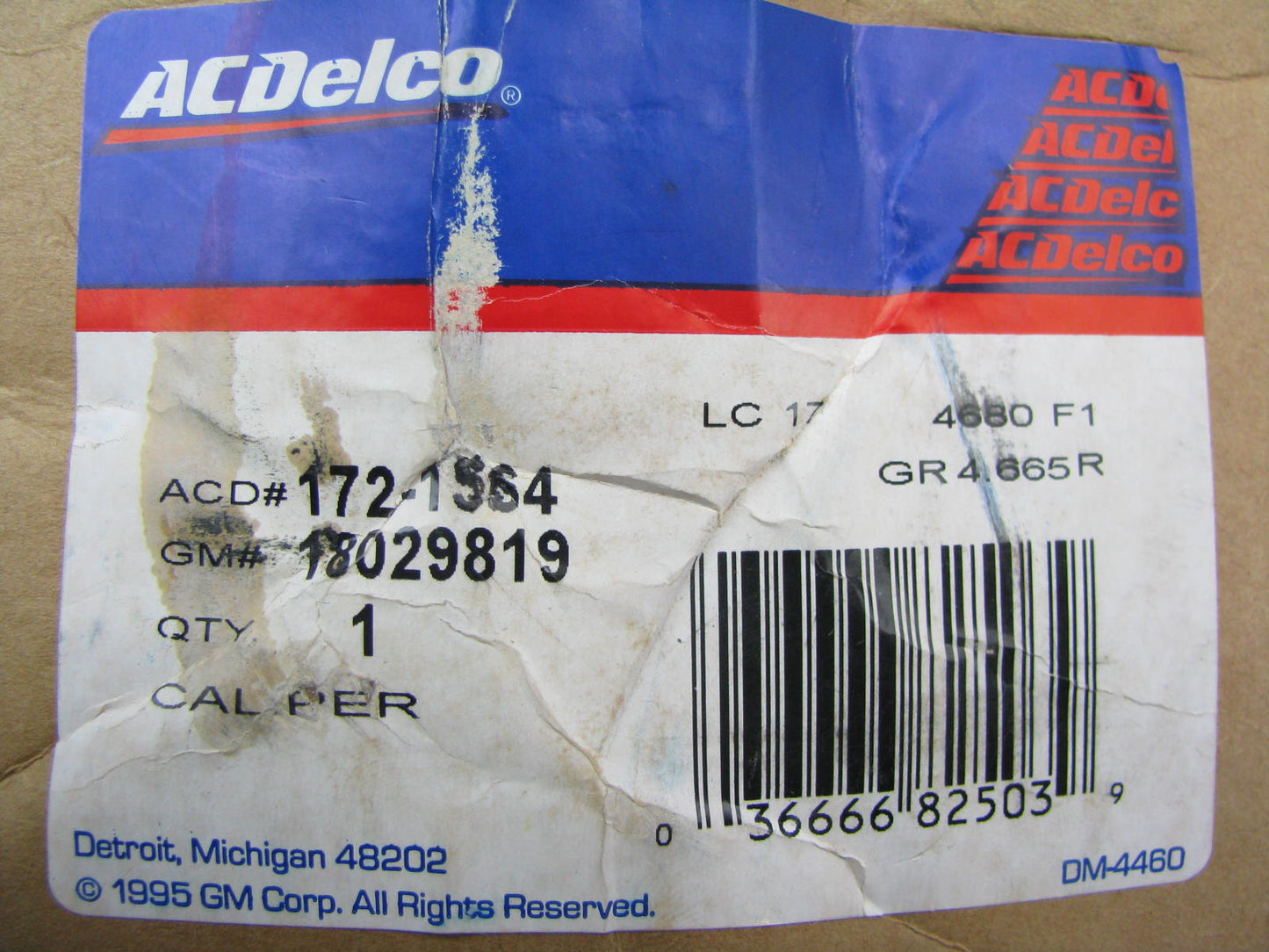 Acdelco 172-1564 Front Right Disc Brake Caliper