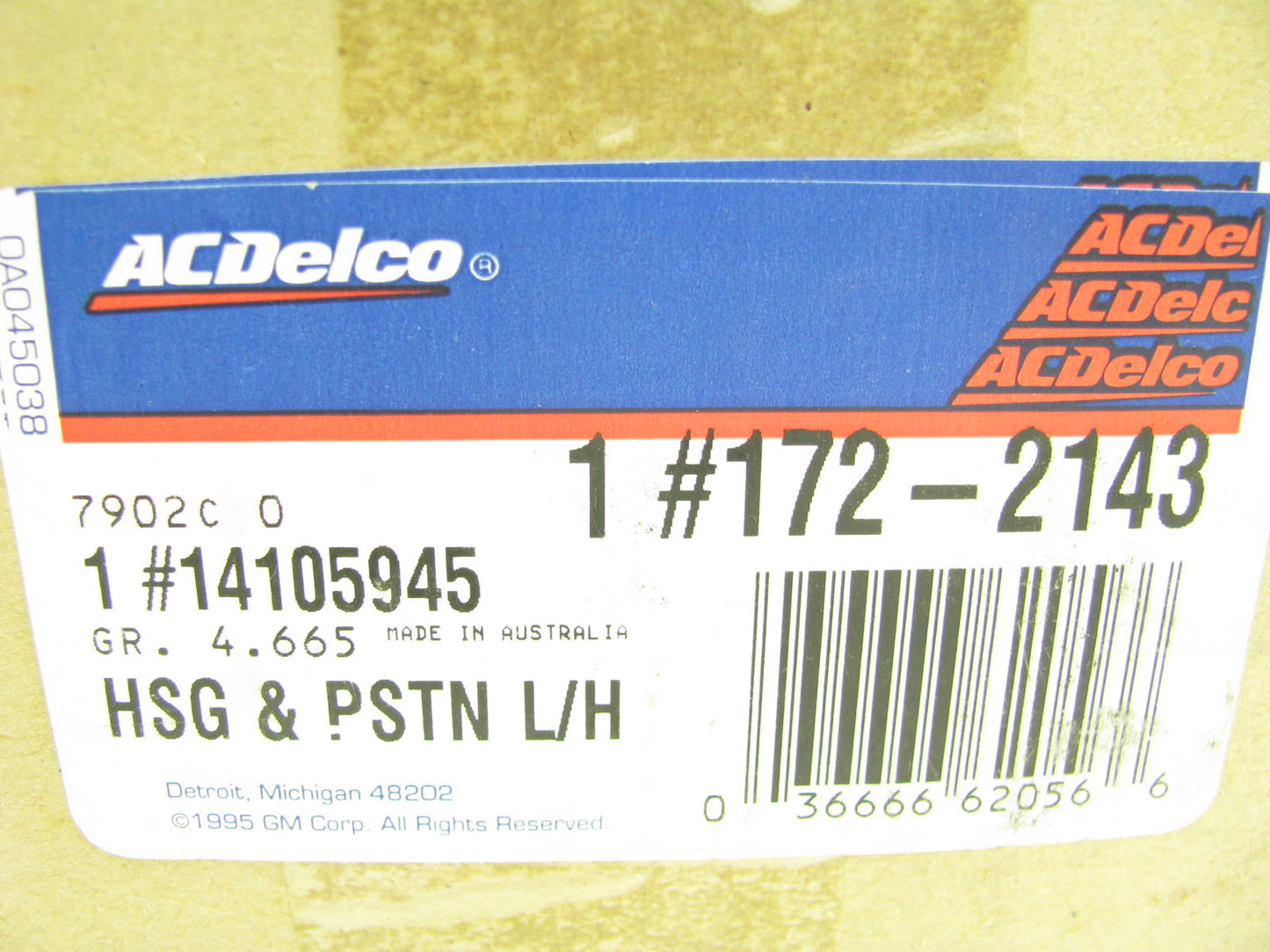 Acdelco 172-2143 Front Left Disc Brake Caliper 1985-1987 Chevrolet Corvette