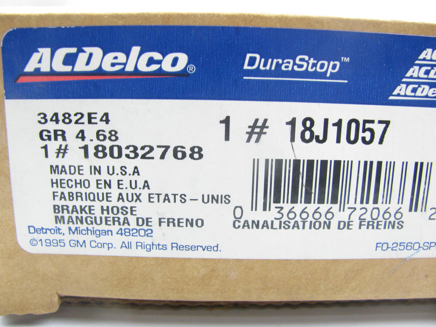 Acdelco 18J1057 Front Left Brake Hose