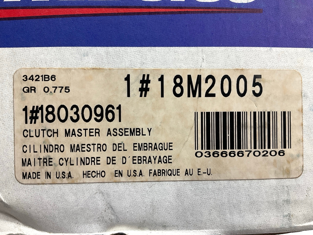 Acdelco 18M2005 Clutch Master Cylinder - Casting # 29789-C, Industrial, Forklift