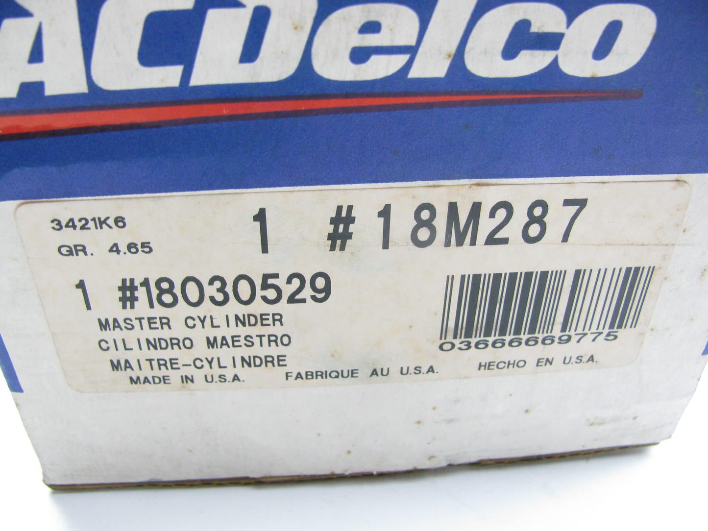 Acdelco 18M287 Brake Master Cylinder