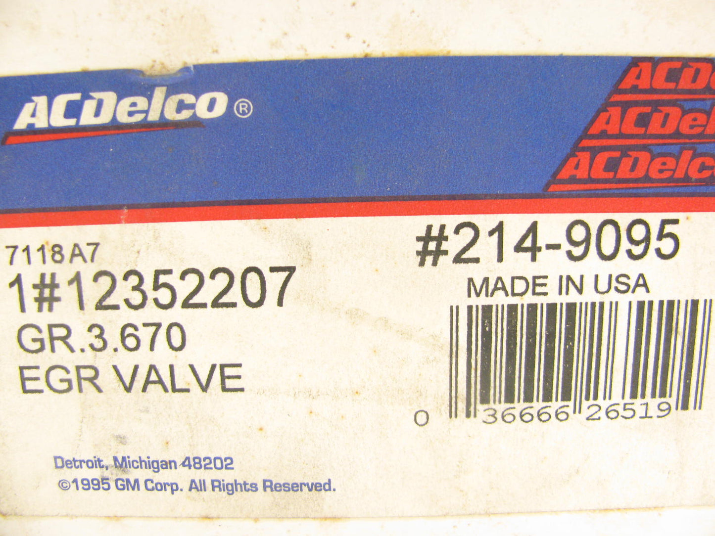 Acdelco 214-9095 EGR Valve Assembly for 1984-1987 Ford Mercury 3.8L