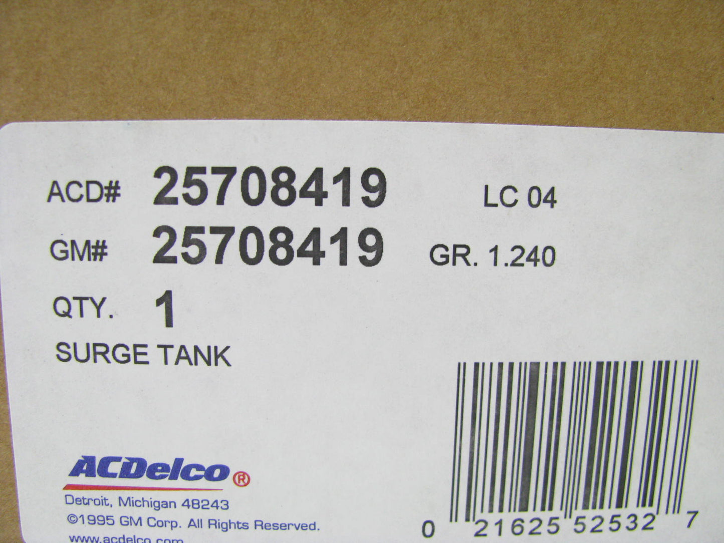 Acdelco 25708419 Radiator Coolant Overflow Reservoir 2003 Cadillac CTS