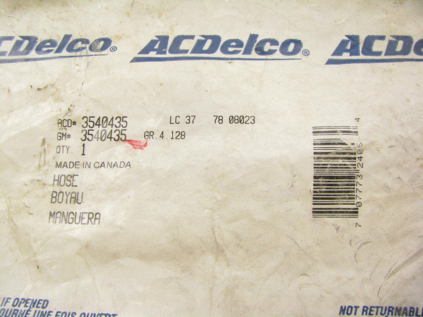 NEW GENUINE AcDelco 3540435 Auto Transmission Oil Cooler Line Hose Tube
