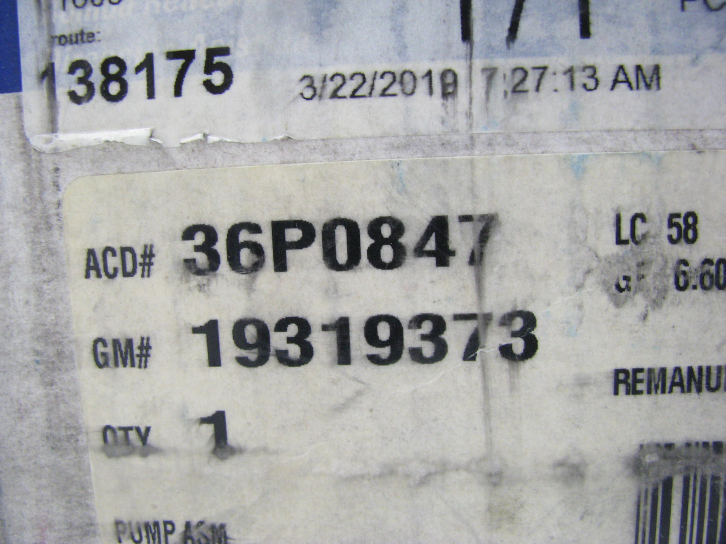 REMAN. Acdelco 36P0847 Power Steering Pump