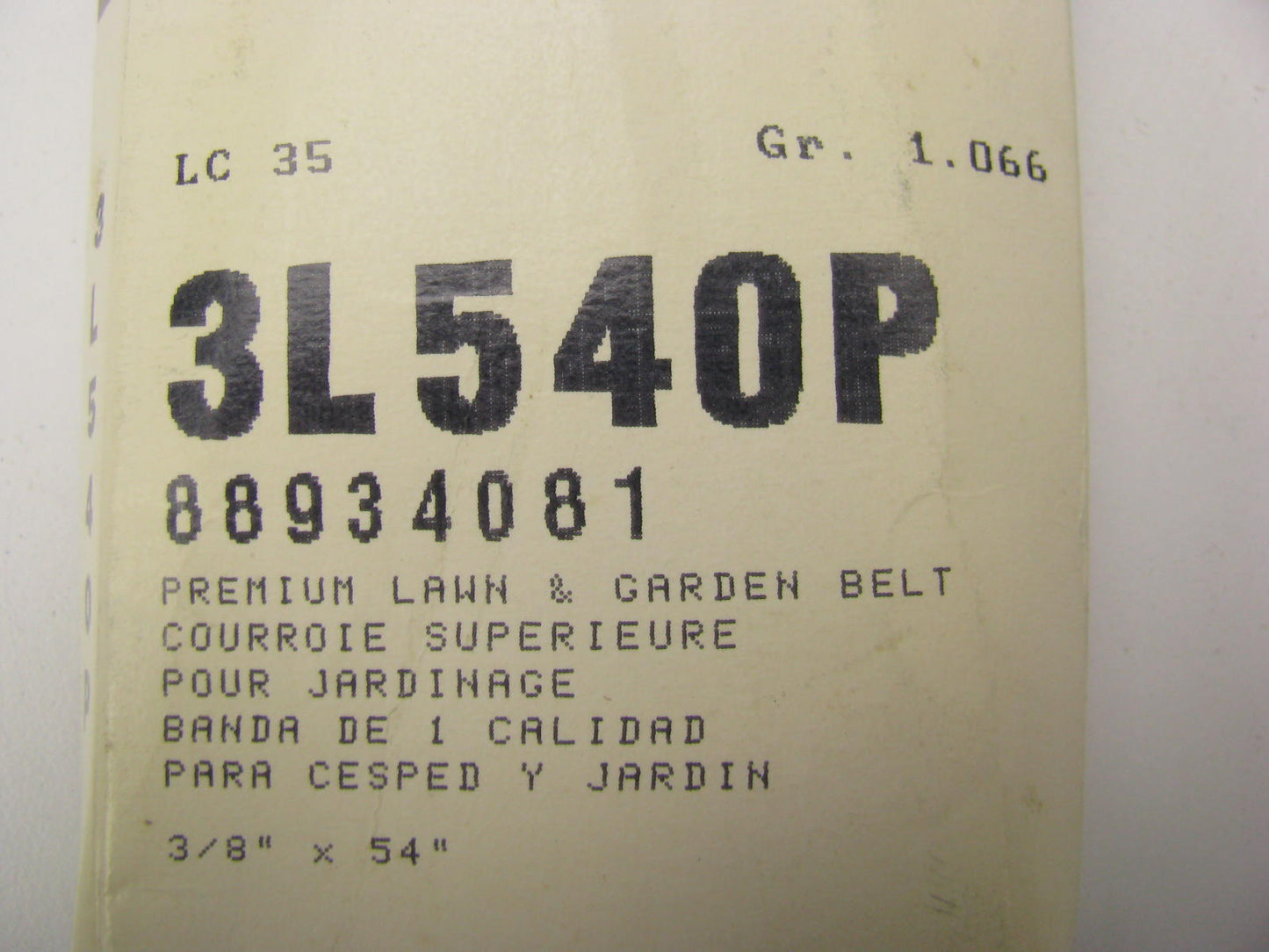 Acdelco 3L540P Lawn & Garden Power Equipment Accessory Drive Belt - 3/8'' X 54''