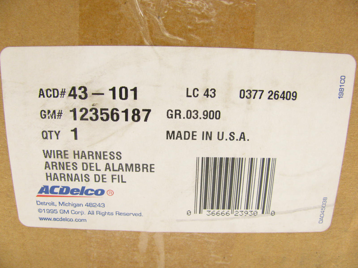 Acdelco 43-101 Electric Fuel Pump Module - 12356187