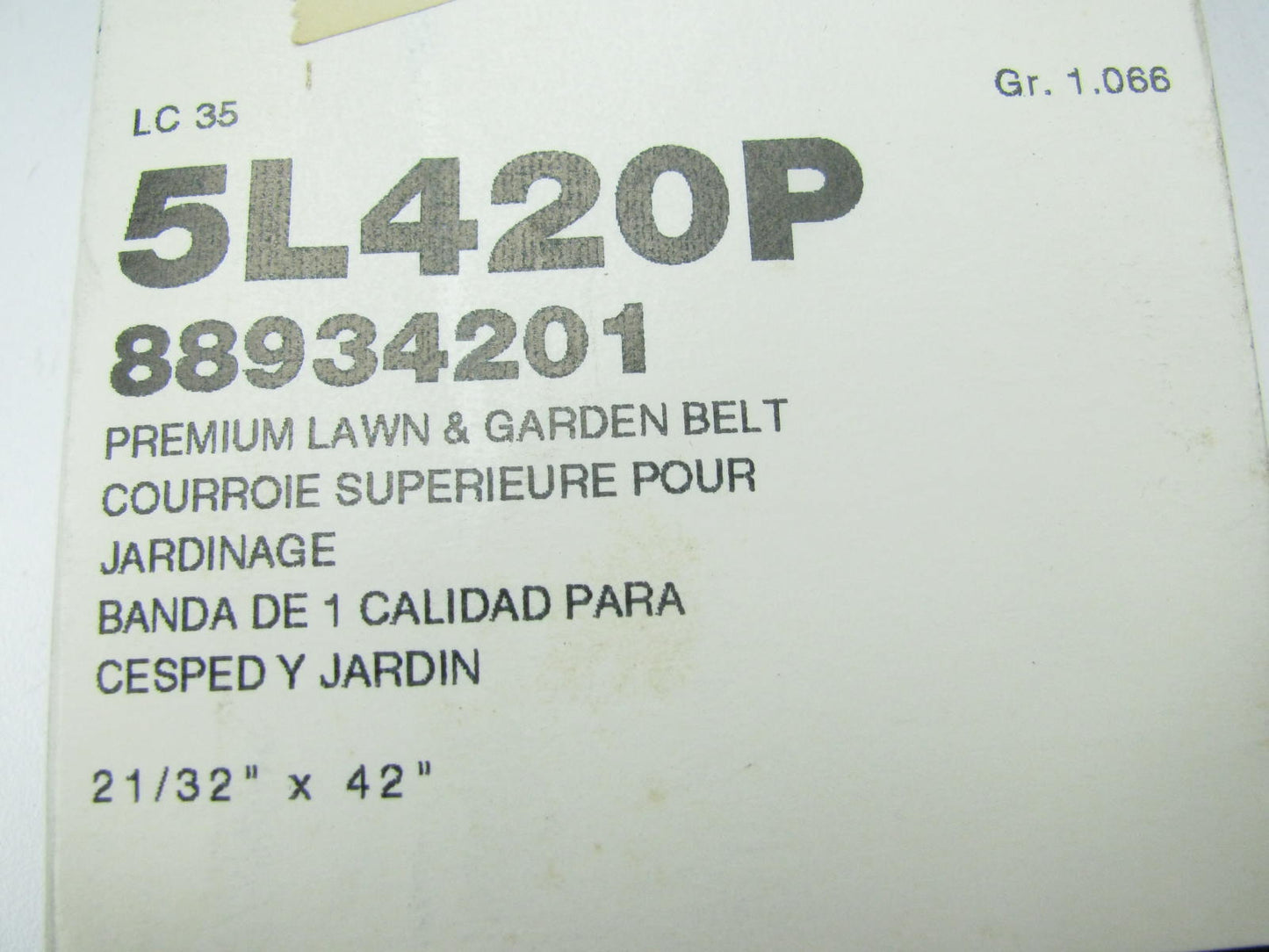 Acdelco 5L420P Lawn & Garden Power Equipment Accessory Drive Belt - 5/8'' X 42''