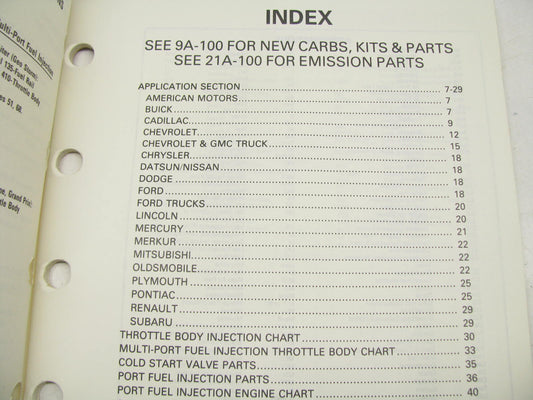Acdelco 9A-101-1990 Fuel Injection Units & Parts Catalog - Weatherly 600, 98 PGS