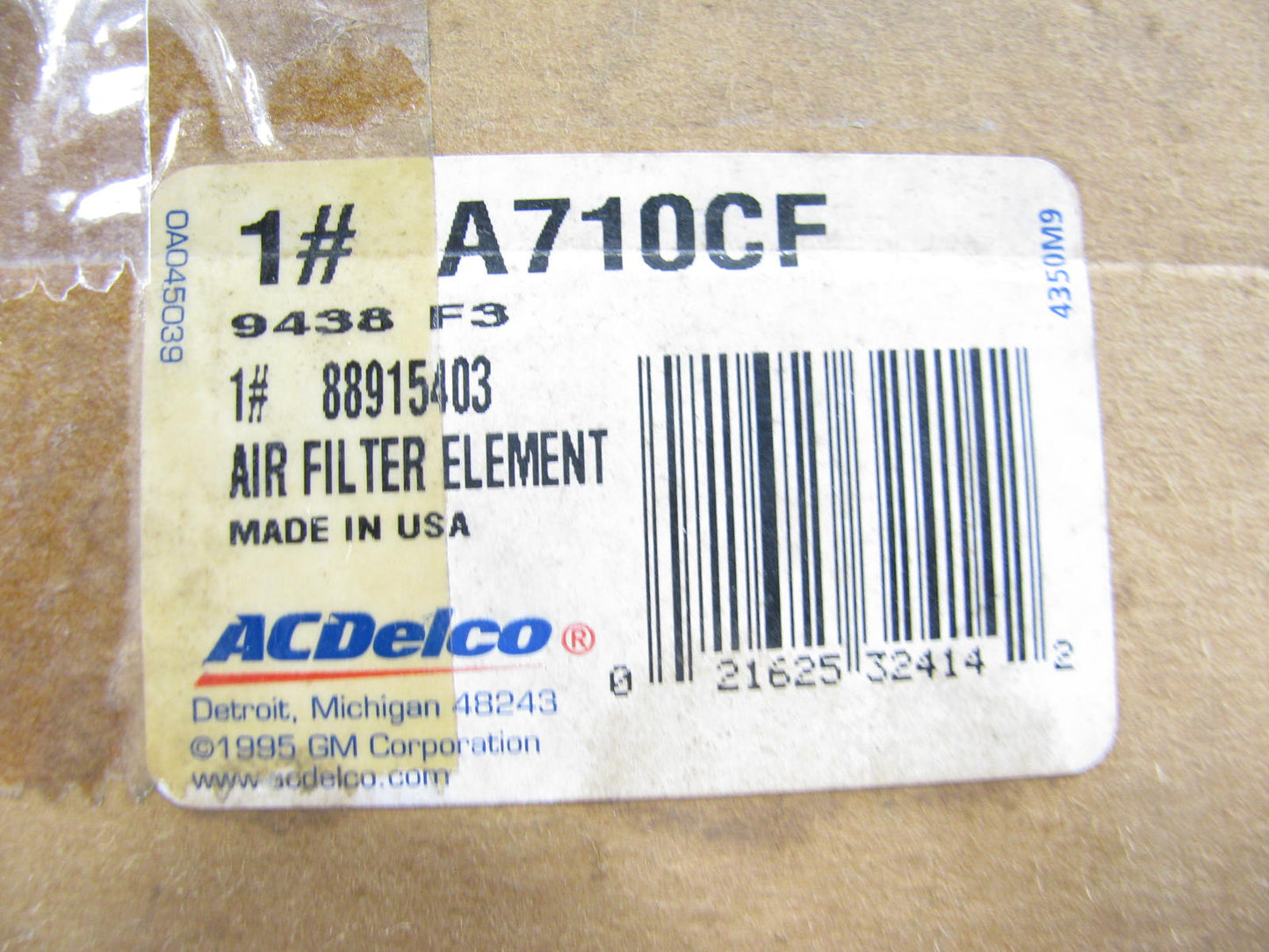 Acdelco A710CF Air Filter Replaces 88915403 CA1588 46530 A63402 LAF8552 AF482