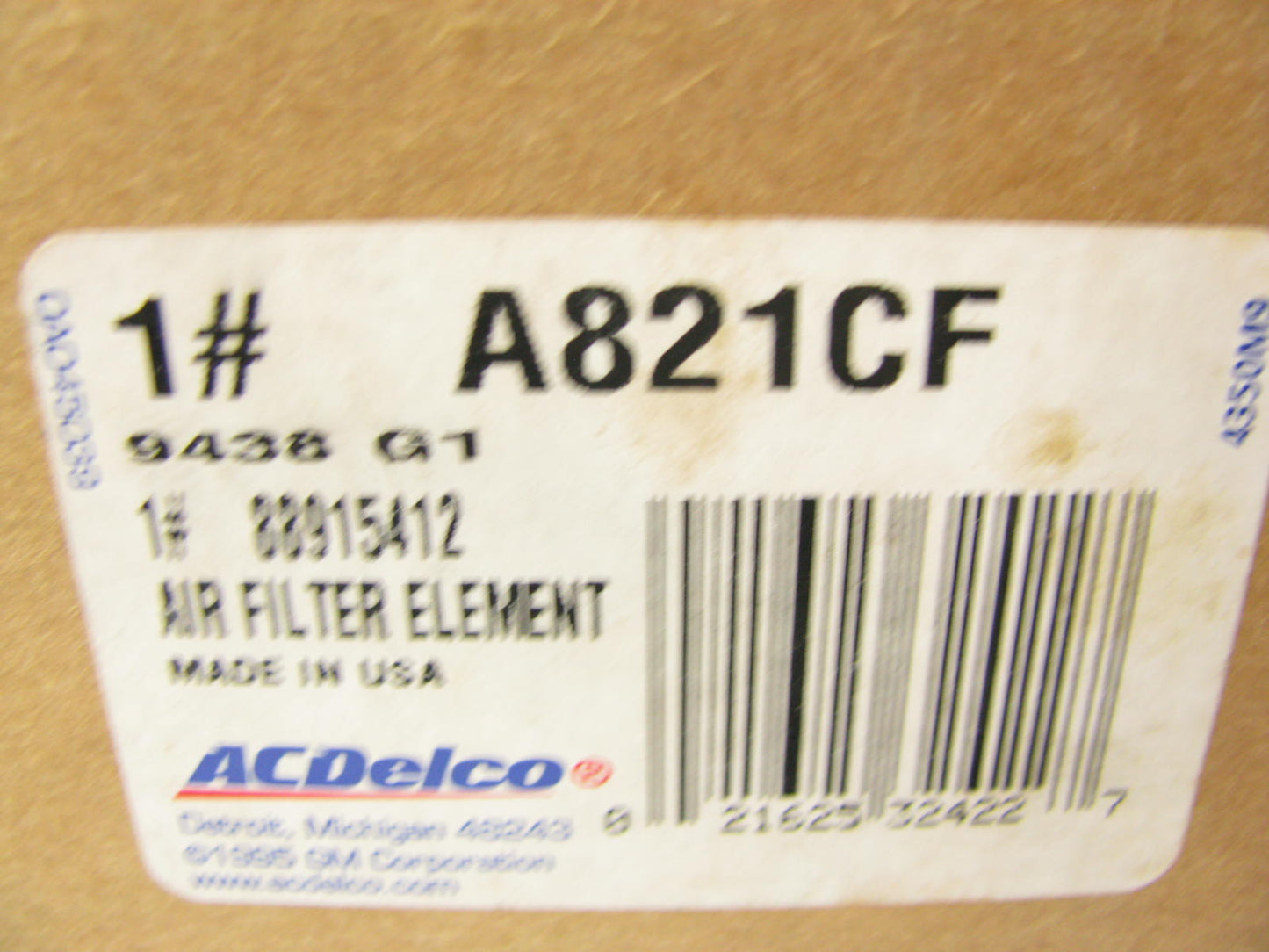 Acdelco A821CF Air Filter
