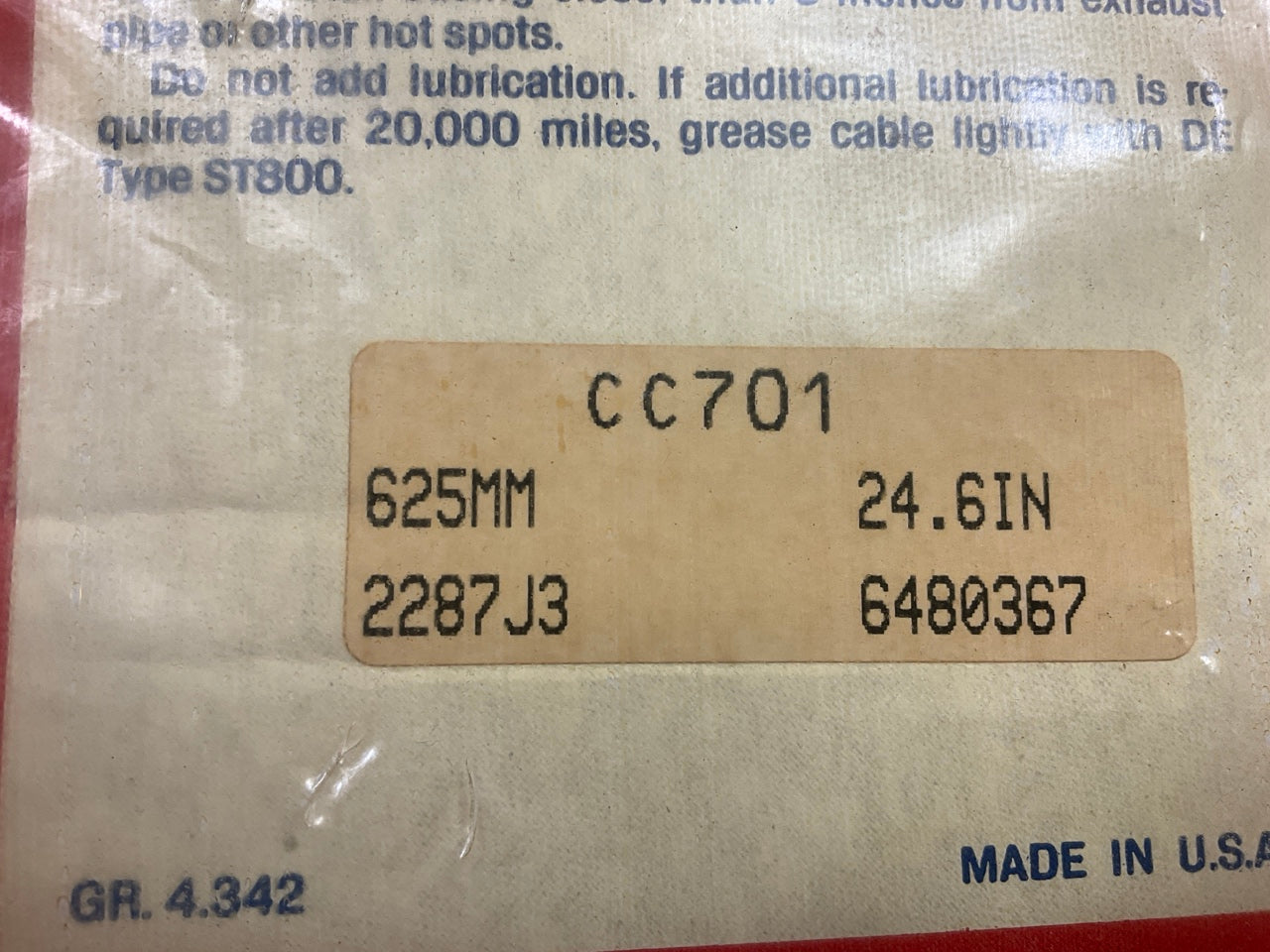 Acdelco CC701 Speedometer Cable - 6480367