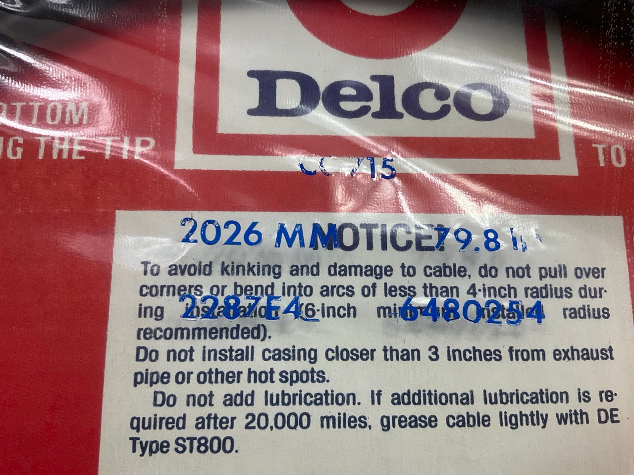 NOS Acdelco CC715 Speedometer Cable OEM GM 6480254 79.8'' LONG