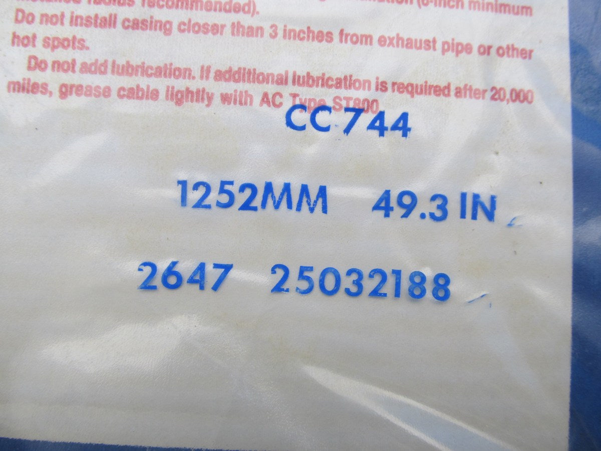 Acdelco CC744 Speedometer Cable NOS OEM GM 25032188 49.3'' Long