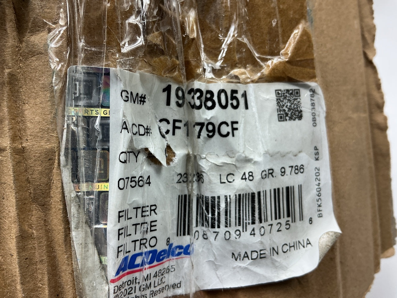 OPEN / TORN BOX - Acdelco CF1179CF Cabin Air Filters, Pack Of 5