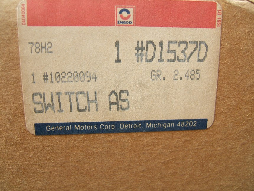 NOS OEM Acdelco D1537D Headlight Switch For 1992-1993 Pontiac Trans Sport
