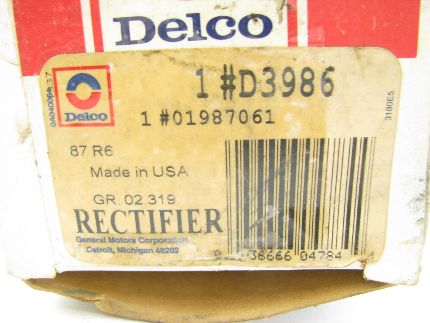 Acdelco D3986 Alternator Rectifier Set For Series 94A IR/EF Alternators - 01987
