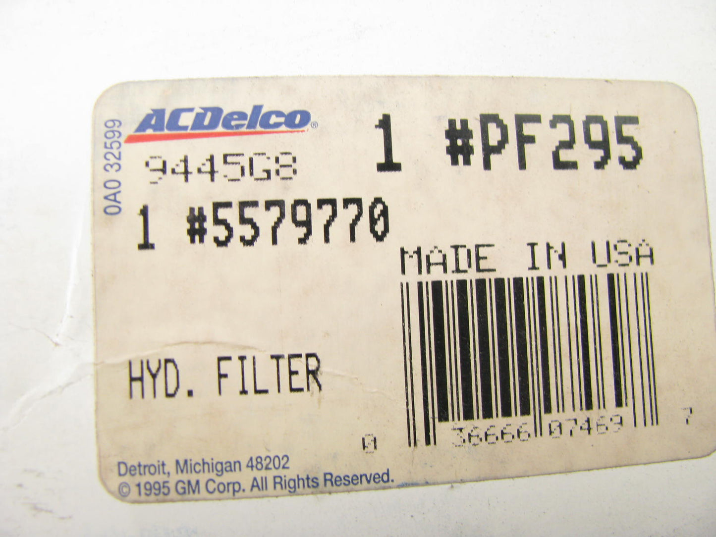 Acdelco PF295 Hydraulic Oil Filter Replaces 5579770 CH155PL 51163 H50087 LP164