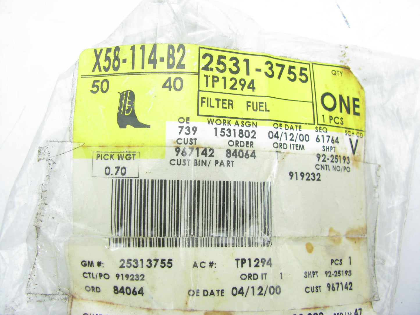 ACDelco TP1294 Diesel Fuel Water Separator Filter Replaces 33472