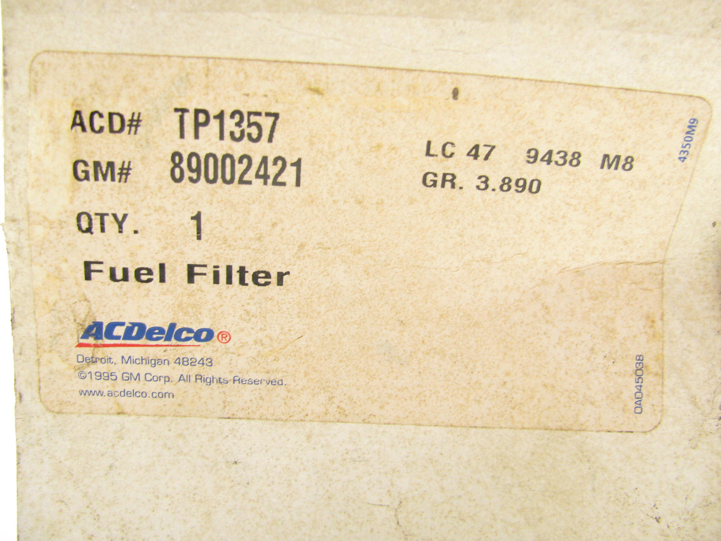 Acdelco TP1357 Diesel Fuel Filter, Replaces Fram PS7407, LFF8215