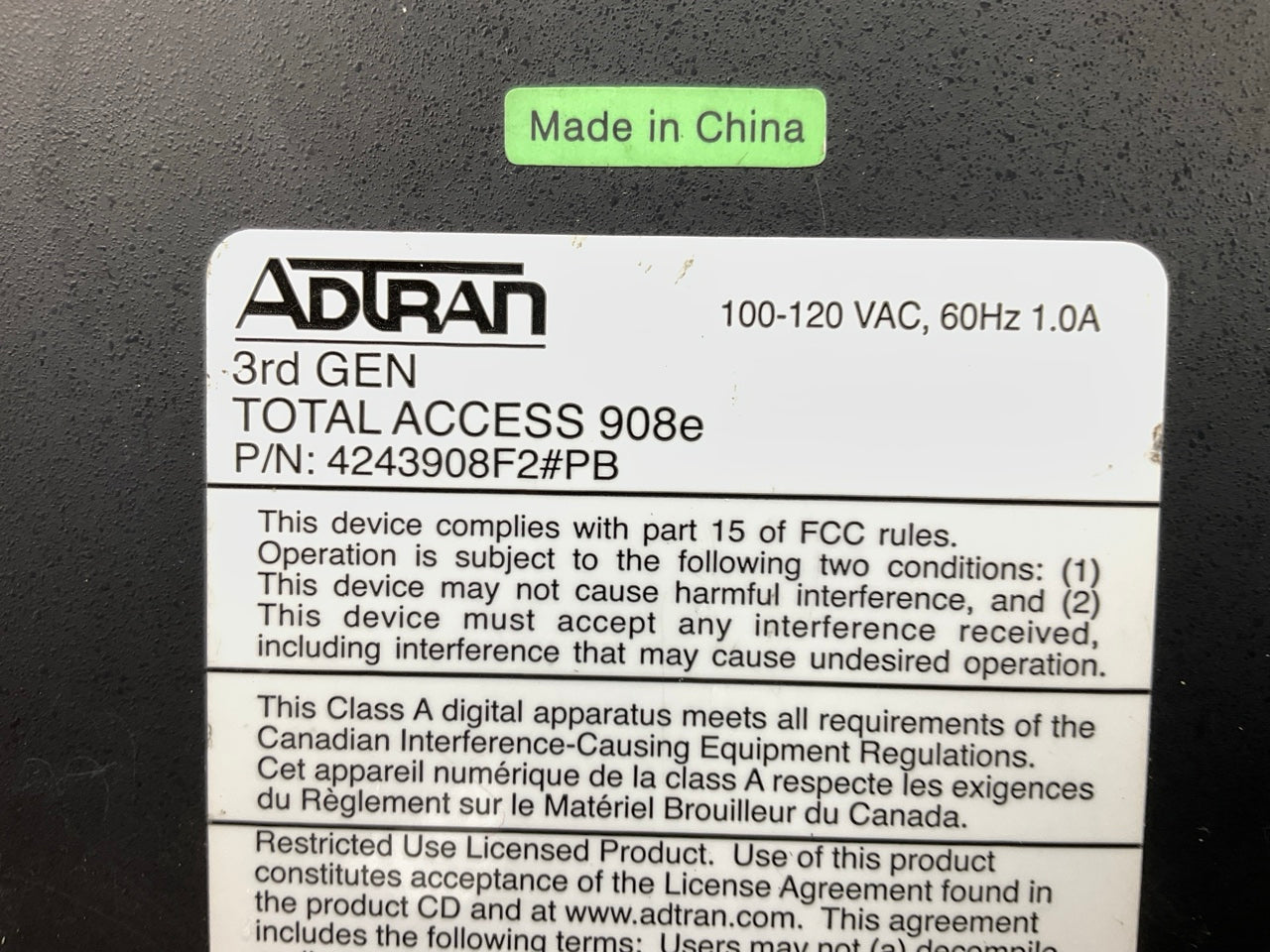 Adtran 908e VoIP Gateway Total Access 3rd GEN TA P/N 4243908F2 TESTED
