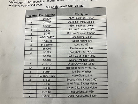 AEM 21-569P Performance CAI Cold Air Intake System W/ Filter 05-06 Scion Tc 2.4L
