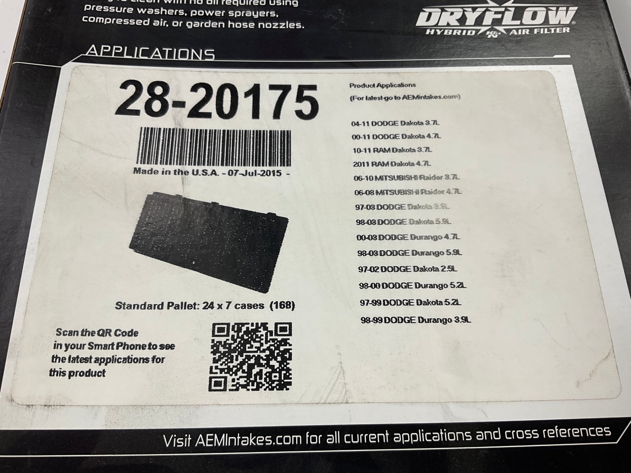 AEM 28-20175 DryFlow High Flow Performance Air Filter 97-11 Dakota 98-03 Durango