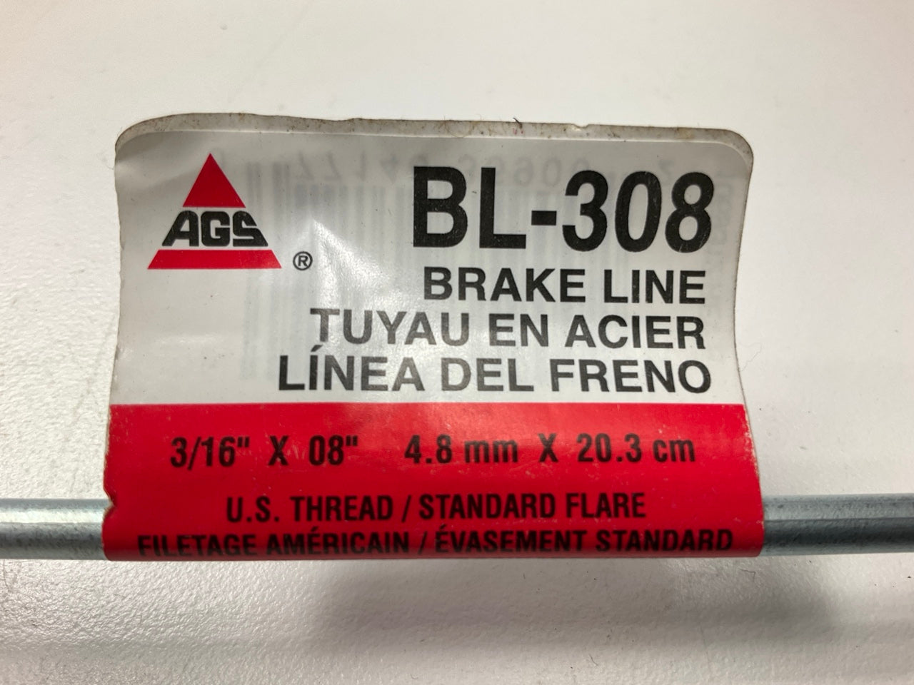 (10) AGS BL-308 Domestic Steel Brake Line, 3/16'' X 8''