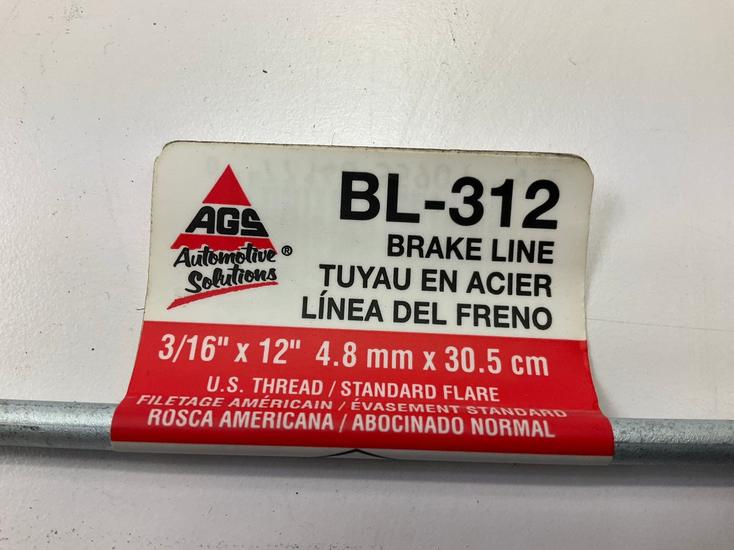 (10) AGS BL-312 Domestic Steel Brake Line, 3/16'' X 12'', 3/8-24 Thread Size