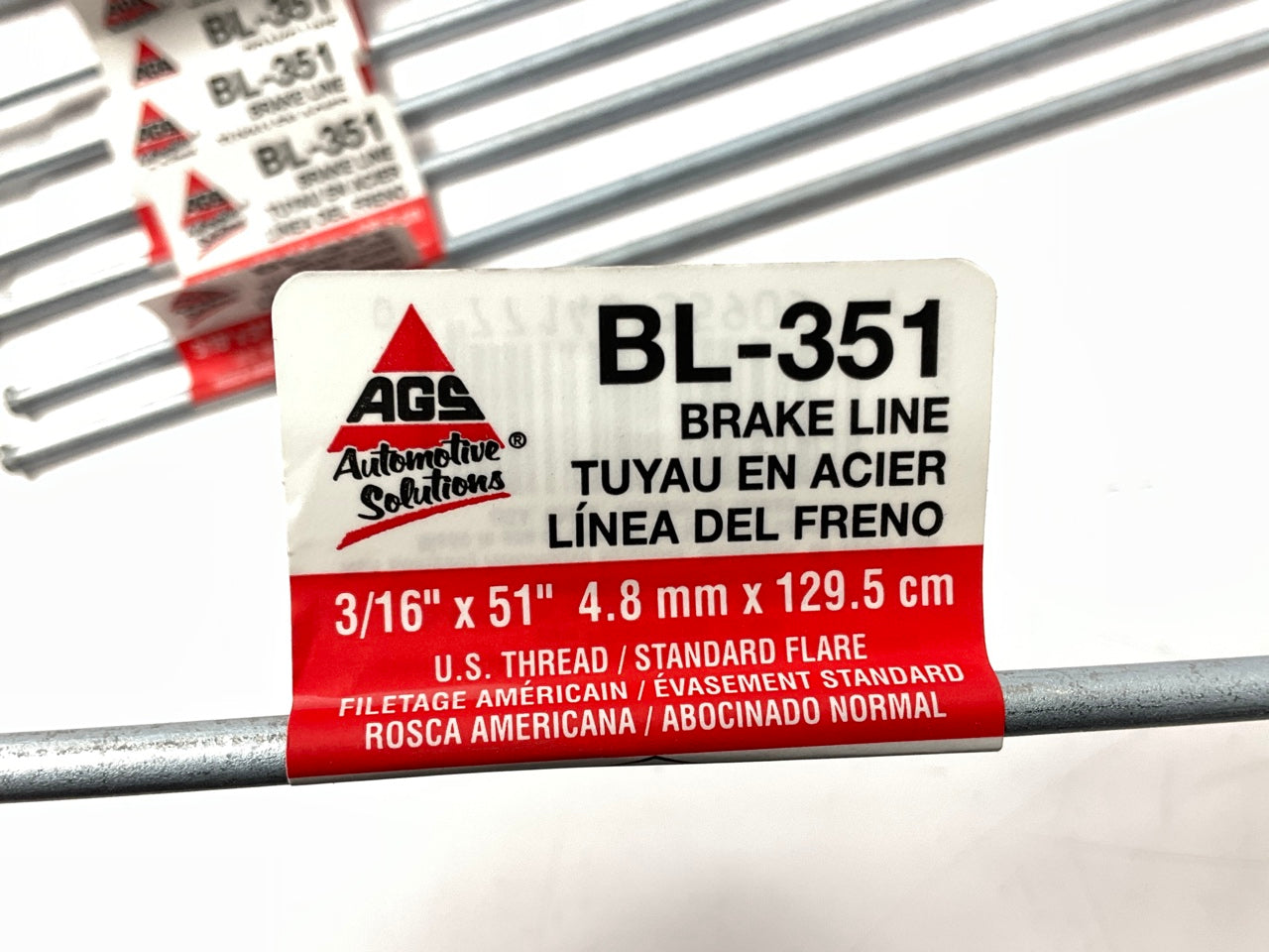 (10) AGS BL-351 Domestic Steel Brake Line, 3/16'' X 51'' 3/8 - 24'' Thread Size
