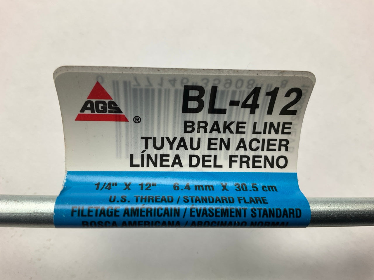 (10) AGS BL-412 Brake Line 1/4'' X 12'', 7/16 - 24 IN Threads