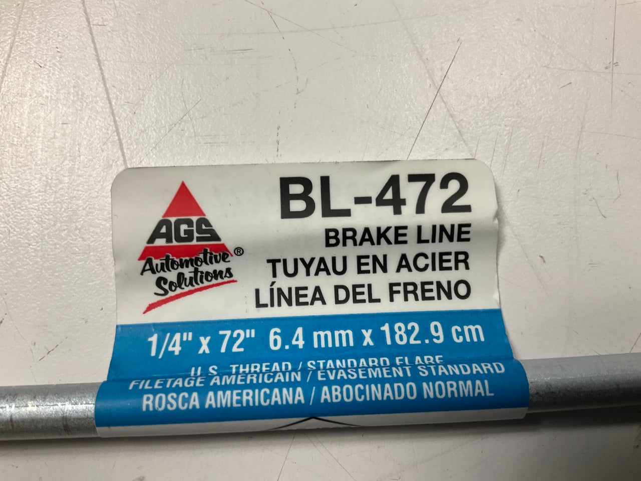 (10) AGS BL-472 Domestic Steel Brake Line, 1/4'' X 72'', 7/16 - 24 IN Thread Size