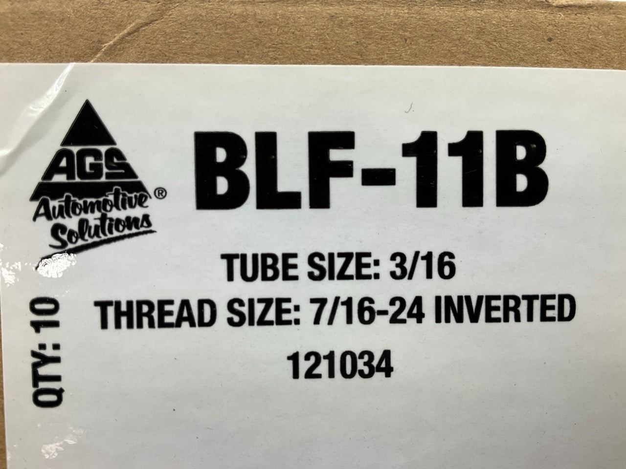 (10) AGS BLF-11B Brake Line Tube Nut, 3/16'' (7/16''-24 Inverted)