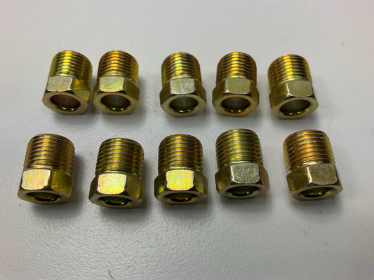 (10) AGS BLF-13 Brake Line Steel Tube Nut, 1/4'' (7/16''-24 Inverted)