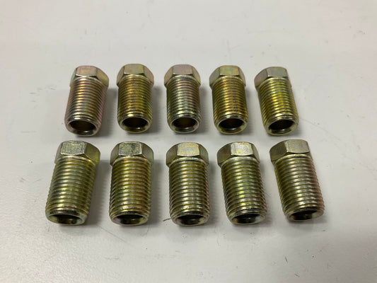 (10) AGS BLF-16 Brake Line Steel Tube Nut, Long, 1/4'' (7/16''-24 Inverted)