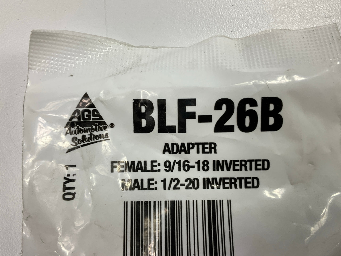 AGS BLF-26B Brake Line Adapter, Female (9/16''-18 Inv.) Male (1/2''-20 Inv.)