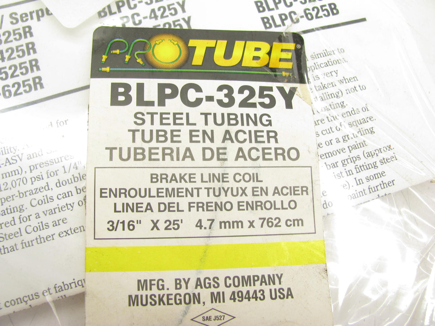 AGS BLPC-325Y Brake Line - 3/16'' X 25' Blazing Yellow Carbon Steel