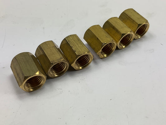 (6) AGS BLU-3 Brake Line Brass Fitting Union, 3/16'' (3/8''-24 Inverted)