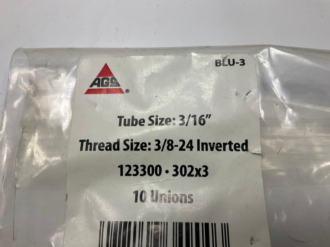 (9) AGS BLU-3 Brake Line Brass Fitting Union, 3/16'' (3/8''-24 Inverted)