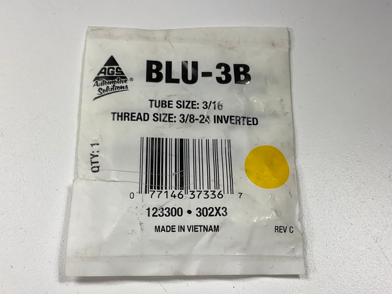 AGS BLU-3B Brass Brake Line Union Fitting, 3/16'' (3/8''-24 Inverted)