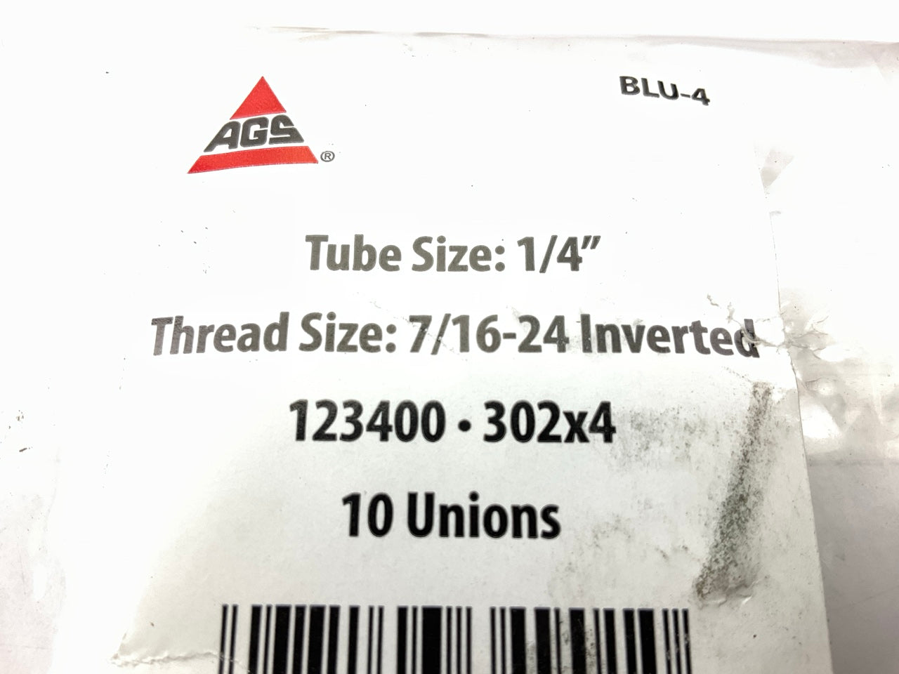 (10) AGS BLU-4 Brass Brake Line Union, 1/4'' (7/16''-24 Inverted)