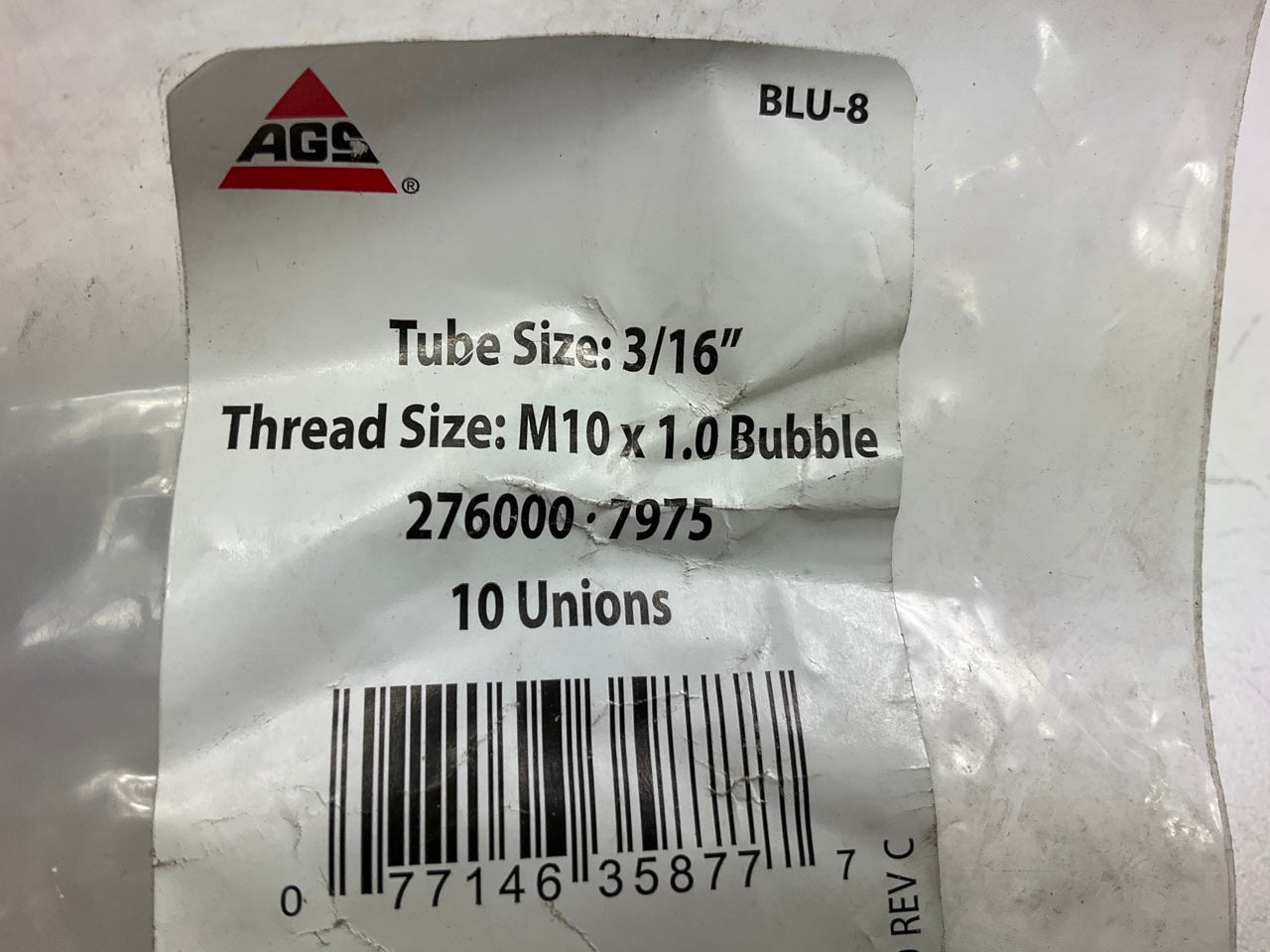 (10) AGS BLU-8 Steel Brake Line Union, 3/16'' (M10x1.0 Bubble)