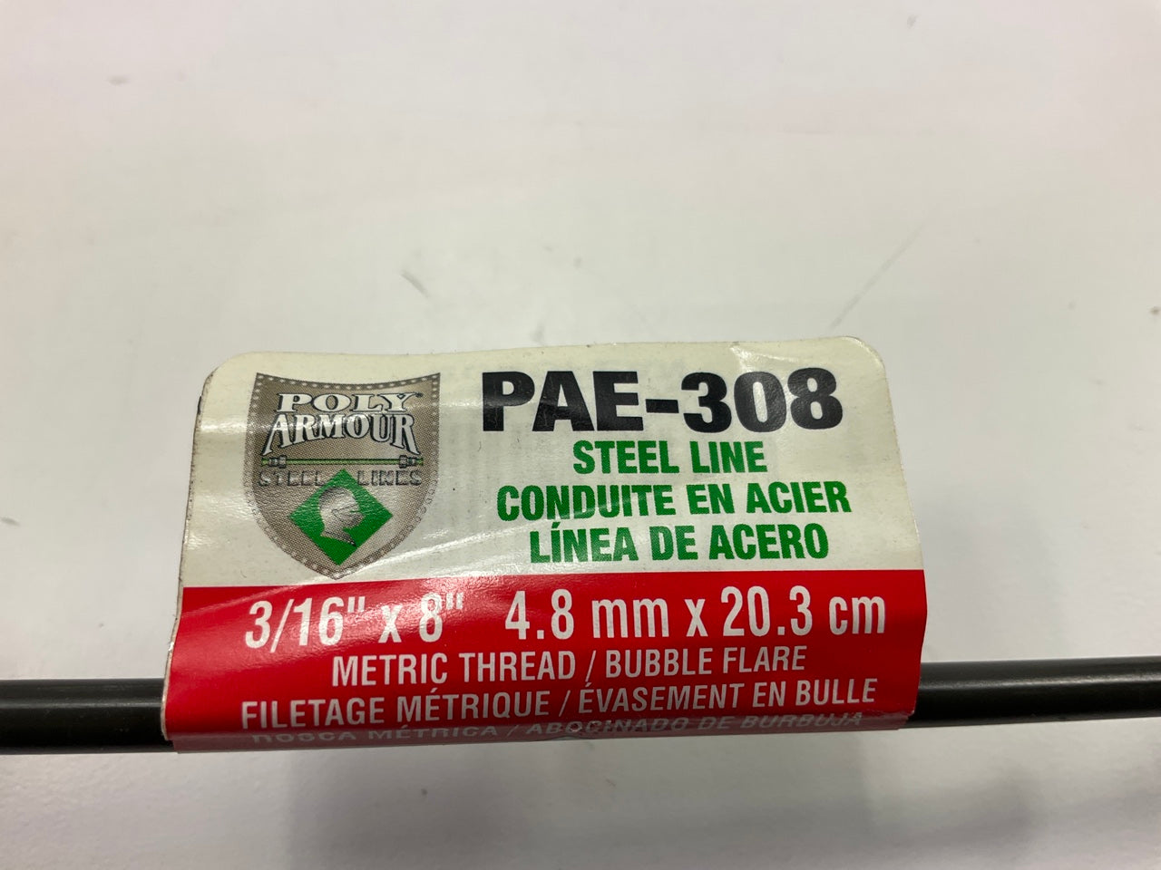 (15) AGS PA-308 PVF Coated Steel Brake Line: 8'' Long, 3/16'' Diameter, Universal