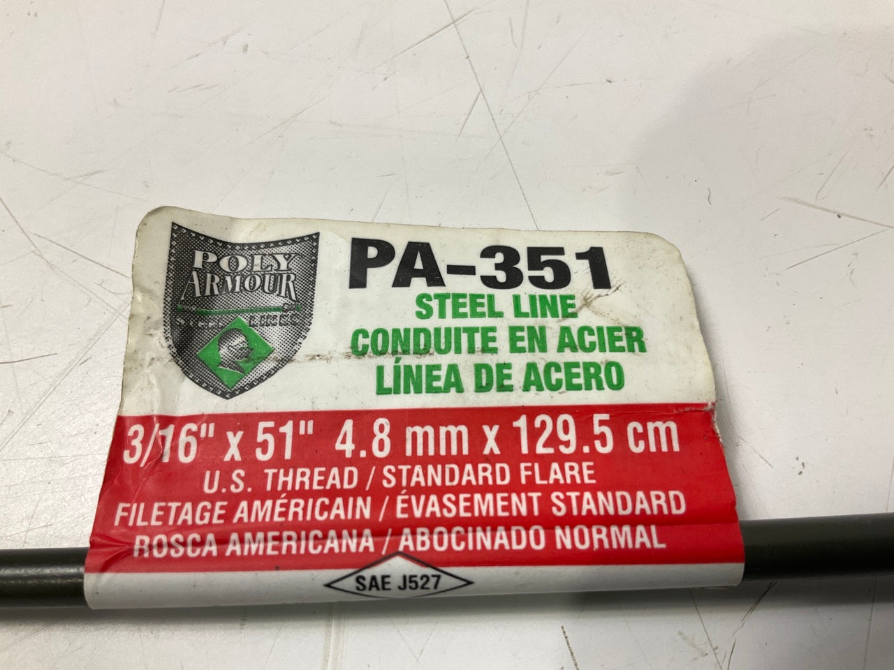 AGS PA-351 PVF Coated Steel Brake Line: 51'' Long, 3/16'' Diameter, Universal